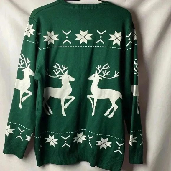 - SYKOORIA MENS SIZE XXL WINTER  CHRISTMAS SWEATER HUNTER GREEN REINDEERS … - Picture 9 of 10